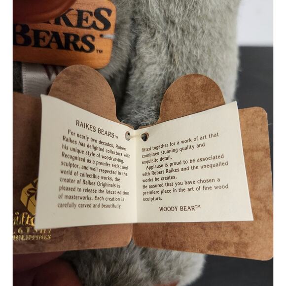 Vintage Robert Raikes Original "38509 Woody Bear"Wooden Face Doll w/Tags&Signed - Picture 10 of 11